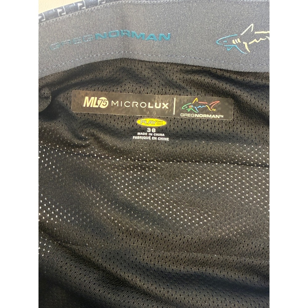 Greg Norman Golf Shorts Men 38 Navy Blue ML75 Microlux Play Dry Geometric Print - Picture 2 of 6